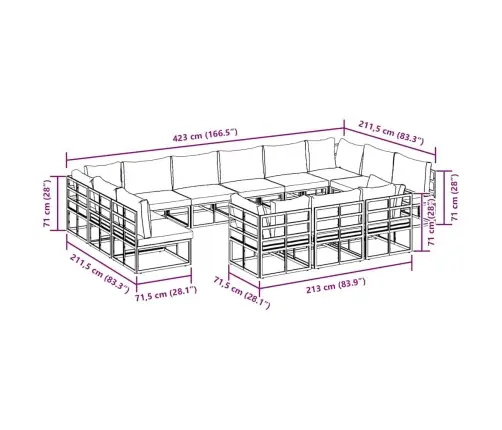 Aia Diivanikomplekt Padjaga 13 Pcs Must Alumiinium