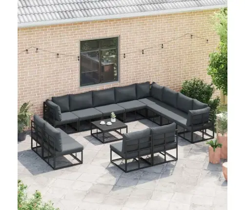 Dārza Dīvānu Komplekts 13 Pcs Melna 70 X 70 X 32 Cm Alumīnijs Vidaxl