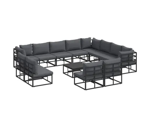 Dārza Dīvānu Komplekts 13 Pcs Melna 70 X 70 X 32 Cm Alumīnijs Vidaxl