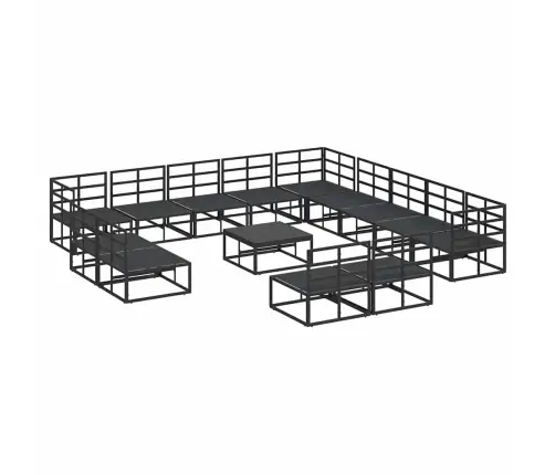 Dārza Dīvānu Komplekts 14 Pcs Melna 70 X 70 X 32 Cm Alumīnijs Vidaxl