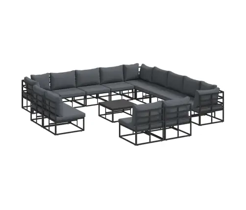 Dārza Dīvānu Komplekts 14 Pcs Melna 70 X 70 X 32 Cm Alumīnijs Vidaxl