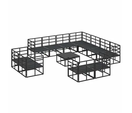 Dārza Dīvānu Komplekts Ar Spilvenu 12 Pcs Melna Alumīnijs Vidaxl