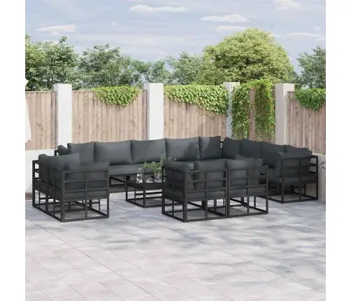 Dārza Dīvānu Komplekts 12 Pcs Melna 353 X 283 X 71 Cm Alumīnijs Vidaxl Dārza Dīvānu Komplekts 12 Pcs Melna 353 X 283 X 71 Cm Alumīnijs Vidaxl