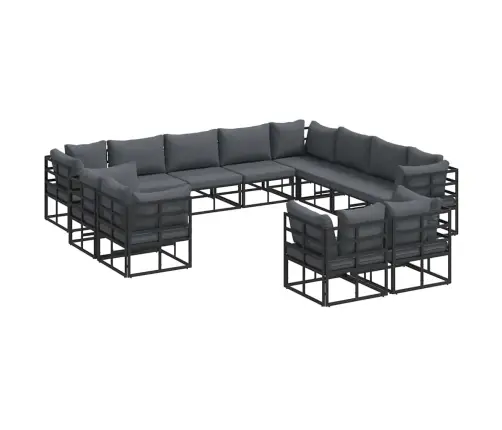 Dārza Dīvānu Komplekts 12 Pcs Melna 353 X 283 X 71 Cm Alumīnijs Vidaxl Dārza Dīvānu Komplekts 12 Pcs Melna 353 X 283 X 71 Cm Alumīnijs Vidaxl