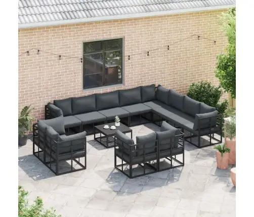 Dārza Dīvānu Komplekts 13 Pcs Melna 70 X 70 X 32 Cm Alumīnijs Vidaxl
