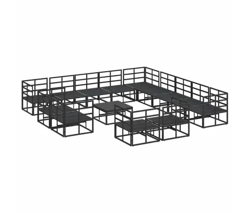 Dārza Dīvānu Komplekts 14 Pcs Melna 70 X 70 X 32 Cm Alumīnijs Vidaxl