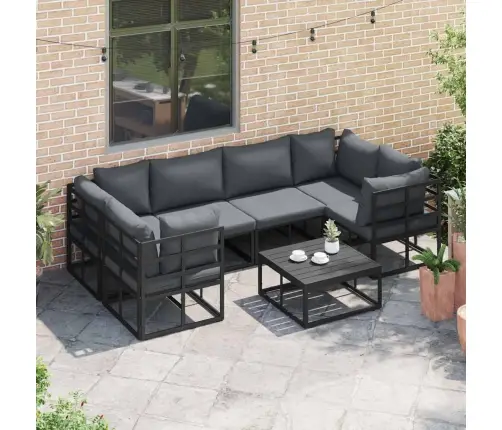 Sodo Sofų Rinkinys 6 Pcs Juoda Aliuminis