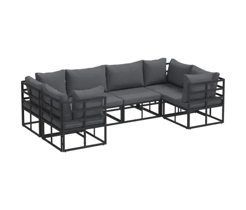Sodo Sofų Rinkinys 6 Pcs Juoda Aliuminis