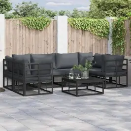 Dārza Dīvānu Komplekts 7 Pcs Melna Alumīnijs Vidaxl