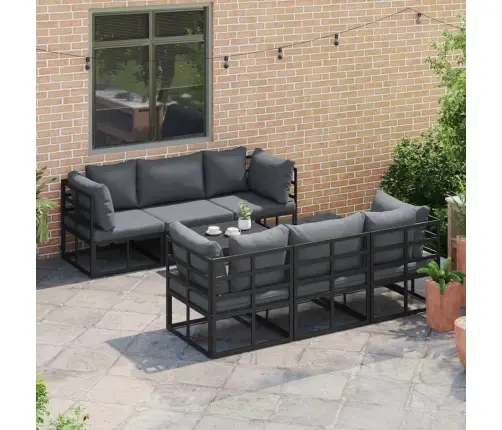 Dārza Dīvānu Komplekts 7 Pcs Melna Alumīnijs Vidaxl