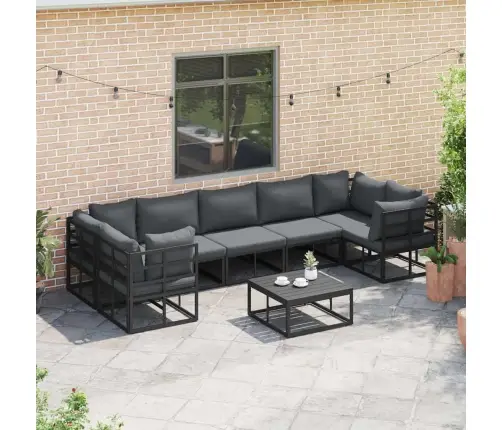 Dārza Dīvānu Komplekts 7 Pcs Melna Alumīnijs Vidaxl