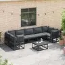 Dārza Dīvānu Komplekts 7 Pcs Melna Alumīnijs Vidaxl
