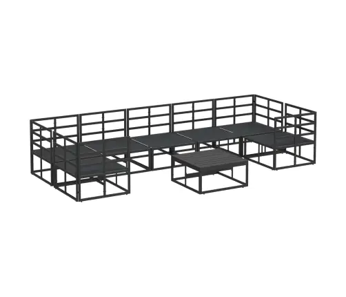 Sodo Sofų Rinkinys Su Pagalve 8 Pcs Juoda Aliuminis