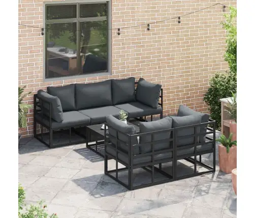 Aia Diivanikomplekt Padjaga 6 Pcs Must Alumiinium