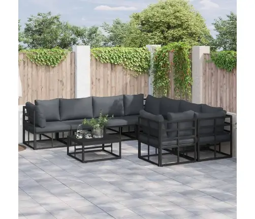 Dārza Dīvānu Komplekts 9 Pcs Melna 70 X 70 X 32 Cm Alumīnijs Vidaxl