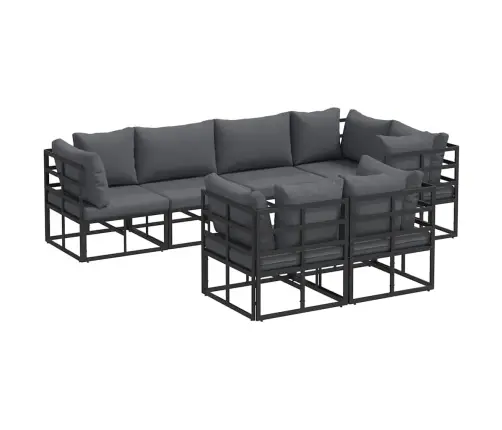 Dārza Dīvānu Komplekts 7 Pcs Melna 283 X 143 X 71 Cm Alumīnijs Vidaxl