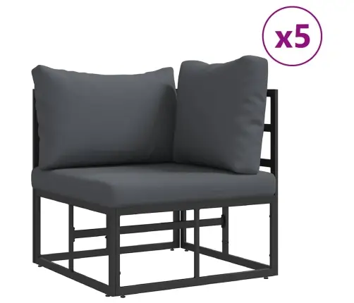 Dārza Dīvānu Komplekts 7 Pcs Melna 283 X 143 X 71 Cm Alumīnijs Vidaxl