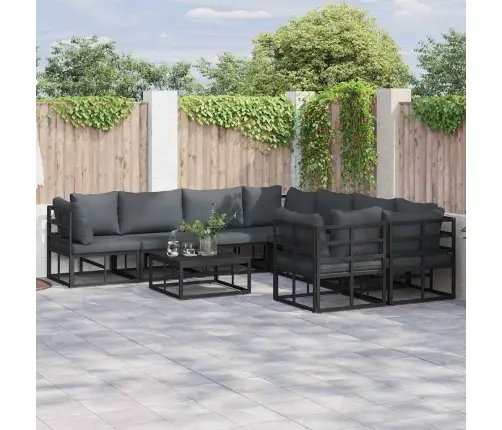 Dārza Dīvānu Komplekts 8 Pcs Melna 283 X 283 X 71 Cm Alumīnijs Vidaxl