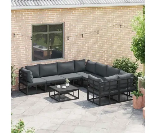 Dārza Dīvānu Komplekts 8 Pcs Melna 283 X 283 X 71 Cm Alumīnijs Vidaxl