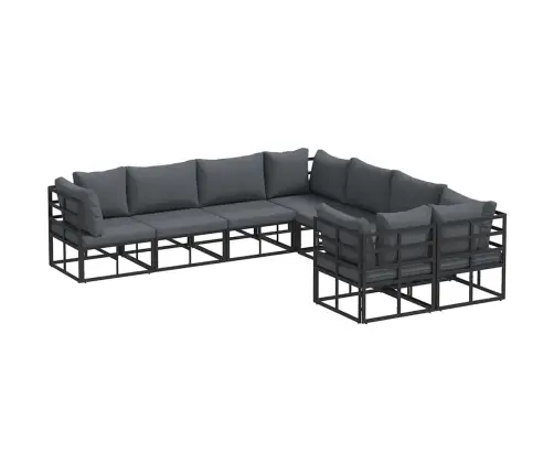 Dārza Dīvānu Komplekts 8 Pcs Melna 283 X 283 X 71 Cm Alumīnijs Vidaxl
