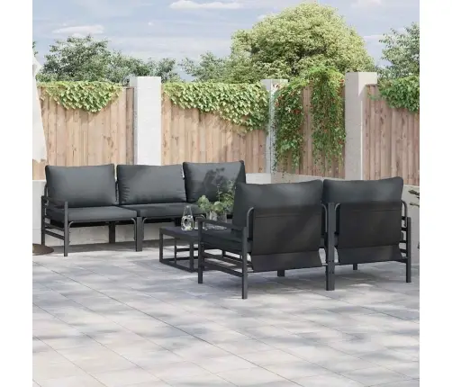 Sodo Sofų Rinkinys Su Pagalve 6 Pcs Antracito Plienas & Audinys