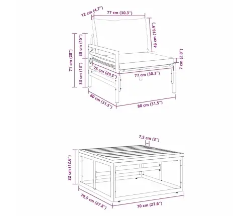 Dārza Dīvānu Komplekts 3 Pcs Antracīta Tērauds Vidaxl