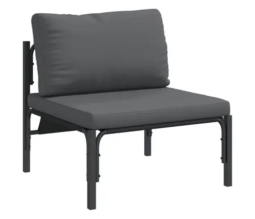 Sodo Sofų Rinkinys Su Pagalve 3 Pcs Juoda Plienas