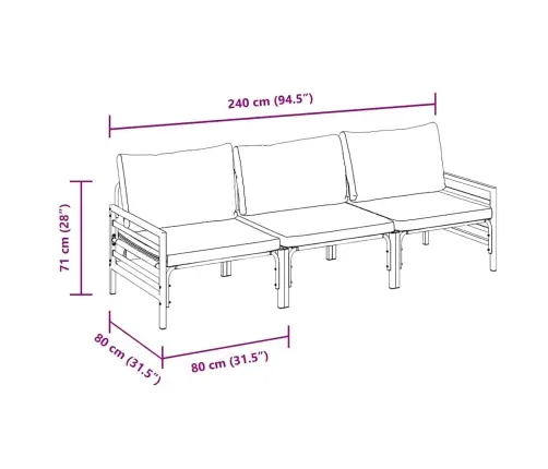 Sodo Sofų Rinkinys Su Pagalve 3 Pcs Juoda Plienas
