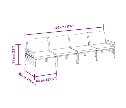 Dārza Dīvānu Komplekts 4 Pcs Antracīta Tērauds Vidaxl