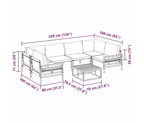 Dārza Dīvānu Komplekts 7 Pcs Antracīta Tērauds Vidaxl