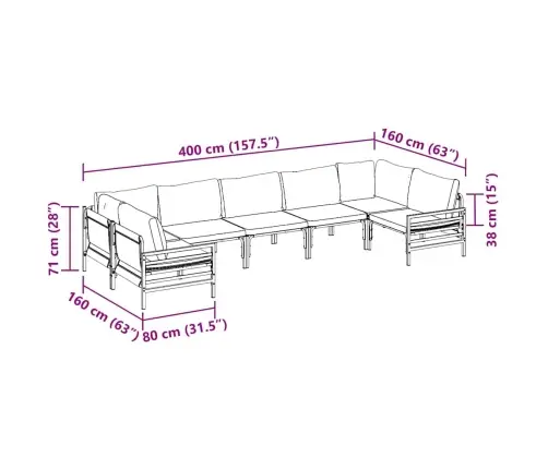 Dārza Dīvānu Komplekts 7 Pcs Antracīta Tērauds Vidaxl