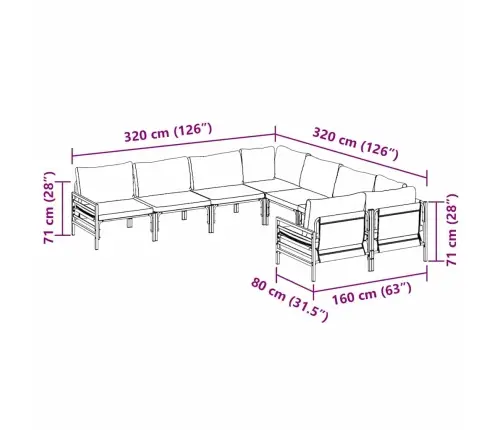 Dārza Dīvānu Komplekts 8 Pcs Antracīta Tērauds Vidaxl