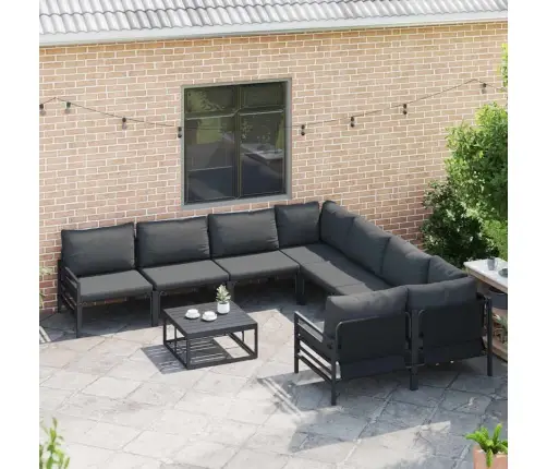 Sodo Sofų Rinkinys Su Pagalve Antracito Plienas