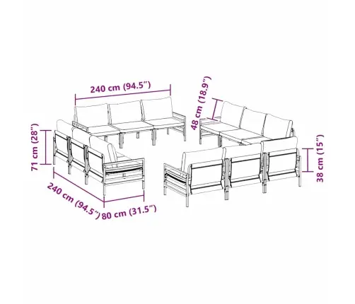 Dārza Dīvānu Komplekts 12 Pcs Antracīta Tērauds Vidaxl Dārza Dīvānu Komplekts 12 Pcs Antracīta Tērauds Vidaxl