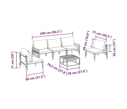 Aia Diivanikomplekt Padjaga 6 Pcs Must Teras