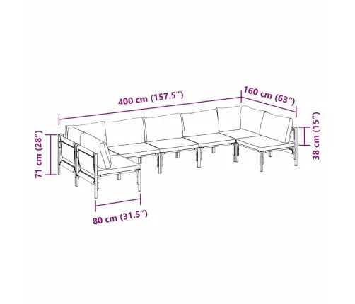 Aia Diivanikomplekt Padjaga 7 Pcs Must Teras
