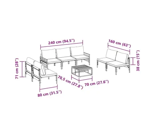Aia Diivanikomplekt Padjaga 8 Pcs Must Teras