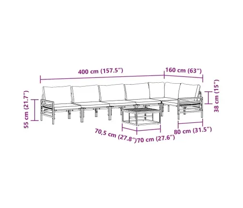 Dārza Dīvānu Komplekts 7 Pcs Antracīta Tērauds Vidaxl