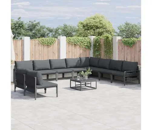 Dārza Dīvānu Komplekts 10 Pcs Antracīta Tērauds Vidaxl