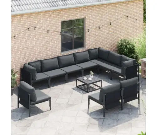 Dārza Dīvānu Komplekts 10 Pcs Antracīta Tērauds Vidaxl