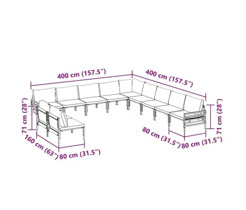 Aia Diivanikomplekt Padjaga 11 Pcs Must Teras