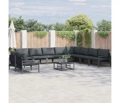 Dārza Dīvānu Komplekts 10 Pcs Antracīta Tērauds Vidaxl