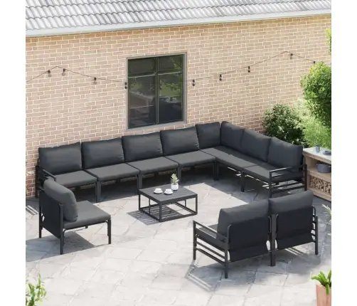 Dārza Dīvānu Komplekts 10 Pcs Antracīta Tērauds Vidaxl