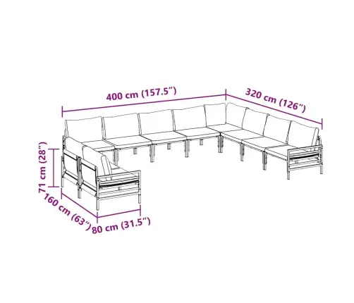 Dārza Dīvānu Komplekts 10 Pcs Antracīta Tērauds Vidaxl