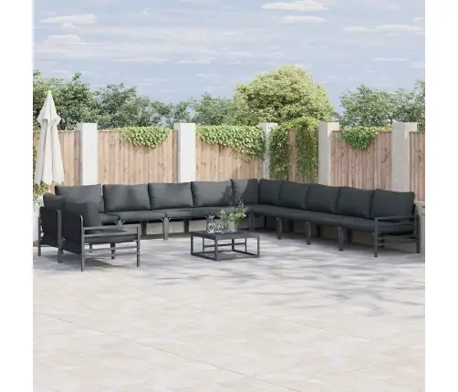 Sodo Sofų Rinkinys Su Pagalve Antracito Plienas