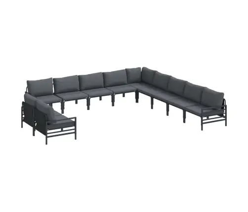 Sodo Sofų Rinkinys Su Pagalve Antracito Plienas