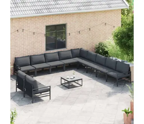 Sodo Sofų Rinkinys Su Pagalve Antracito Plienas Sodo Sofų Rinkinys Su Pagalve Antracito Plienas