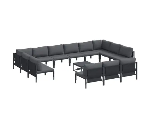 Dārza Dīvānu Komplekts 14 Pcs Antracīta Tērauds Vidaxl