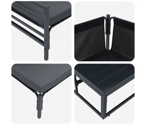 Sodo Sofų Rinkinys Su Pagalve 12 Pcs Juoda Plienas