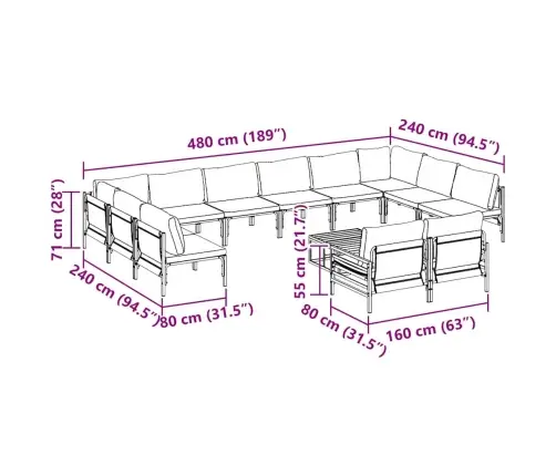 Aia Diivanikomplekt Padjaga 13 Pcs Must Teras
